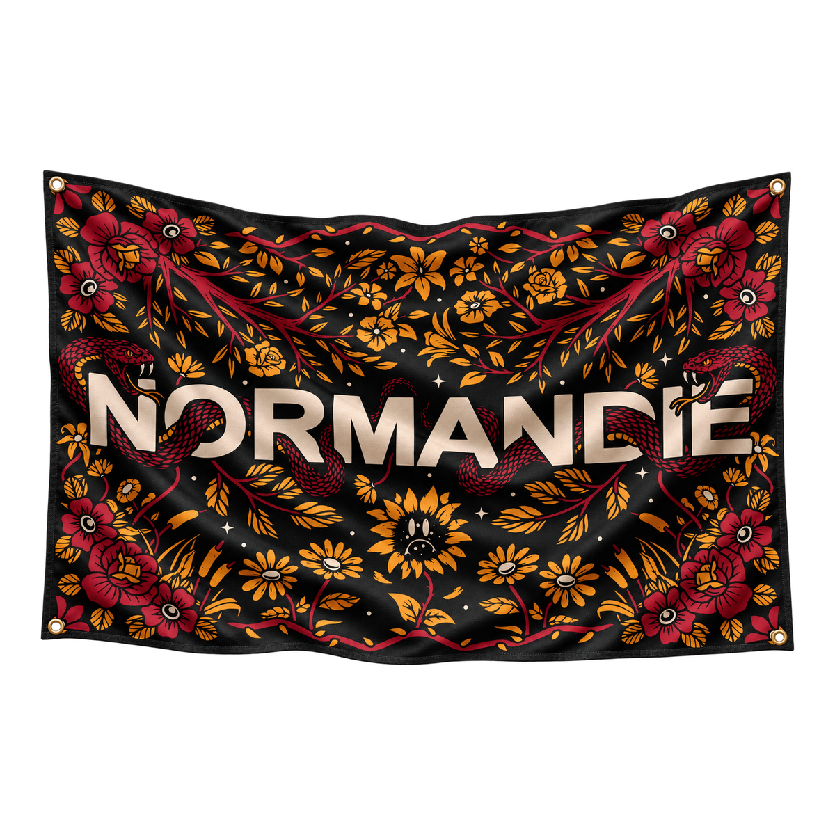 Flag 'Snake & Flower' – front